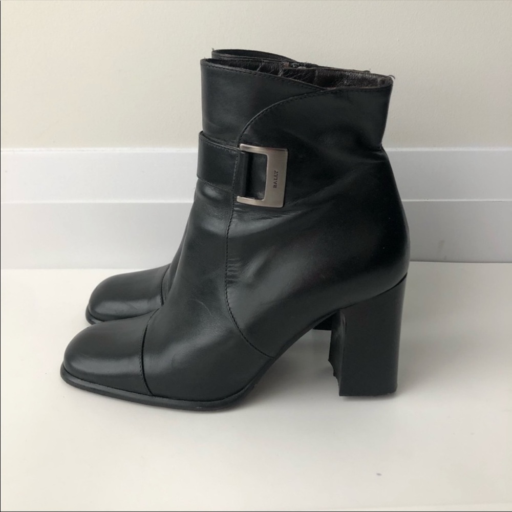 Bally Black Leather Ankle Boots Size 37.5